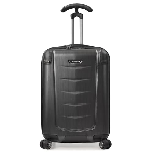 Traveler's Choice Silverwood Polycarbonate Hardside Expandable Spinner Luggage, Brushed Metal, Carry-on 21-Inch by Traveler's Choice - Used condition - US$106.17
