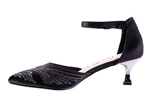 Lady Couture Kate Open Side Instep Strap Embroidered Pumps3