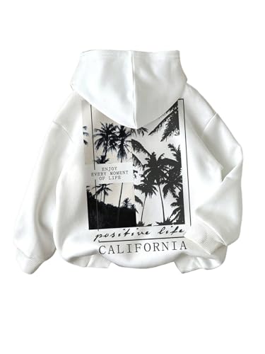 Floerns Boy's Graphic Hoodie Drop Shoulder Casual Loose Hooded Pullover Sweatshirt