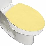 Gorilla Grip Memory Foam Toilet Lid Seat Cover, Stays In Place Elastic Edges, Soft Velvet Bathroom Covers, Universal Fit for Standard Oblong Round Elongated Bath Room Bowl Lids, Washable, Yellow