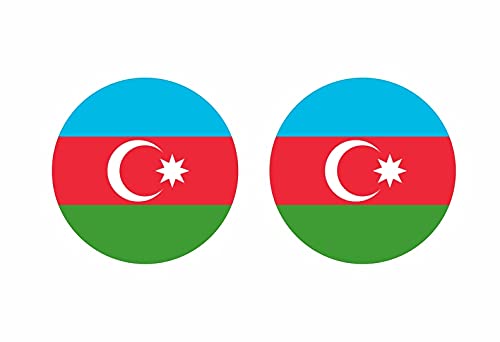 Akachafactory 2X Autocollant Sticker Rond cocarde Drapeau azerbaidjan azerbaidjian