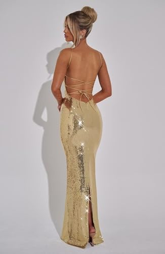 Eightale Sparkly Sequin Mermaid Prom Dress Long with Slit Bodycon Backless Formal Evening Party Gowns2