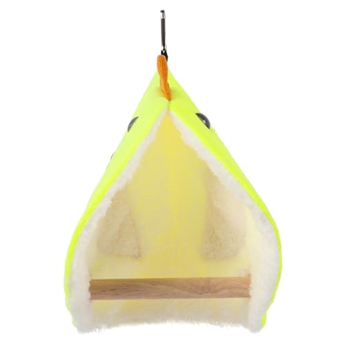 GALPADA ??用 耐久木製 おもちゃ バス訓練用 かじり木機能付き 鳥ケージ設置簡単 黄色 カラー カラー