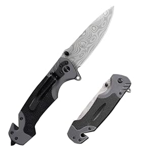 Ruayia Outdoor Klappmesser mit Damastmuster