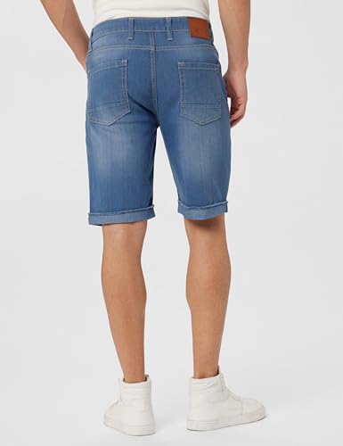 Image of The Indian Garage Co Men Slim Fit Solid Mid-Rise Denim Shorts