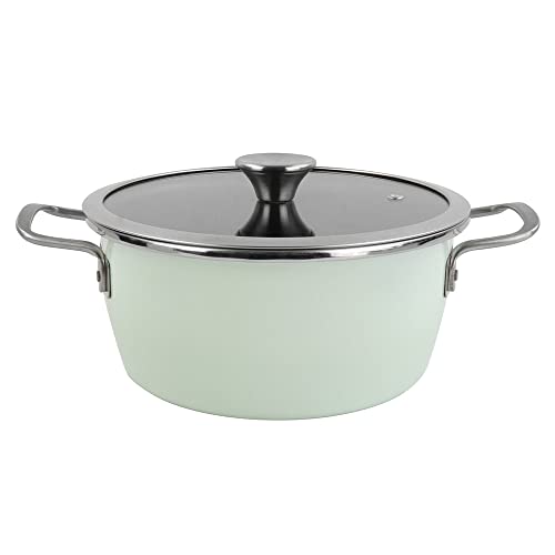 Magefesa Nordic cacerola 24 cm con revestimiento antiadherente bicapa reforzado con esmalte exterior color verde menta y herrajes de inox satinados con tapa plana de vidrio