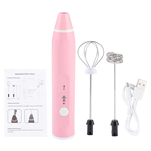 Batidora de mano eléctrica recargable para cocina Herramientas domésticas Plata Tres velocidades Carga USB Batidora de huevos Stick Blender bajo ruido espumador para café Latte Art (Różowy)