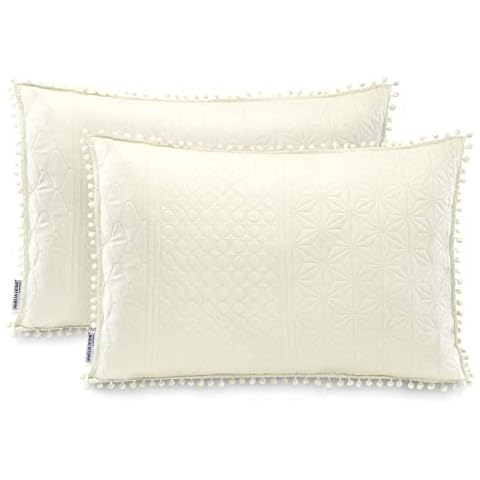 AmeliaHome Fundas de Almohada con Pompones Cover