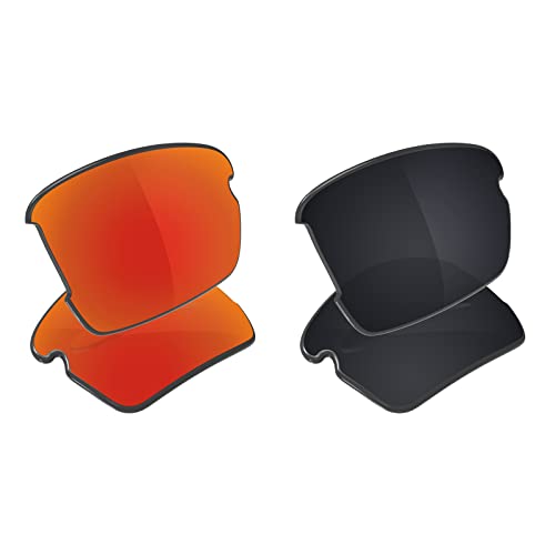 Image of Galvanic Replacement Lenses for Oakley Flak 2.0 Asian Fit OO9271 Sunglasses - Ruby + Black Polarized - Combo Pack