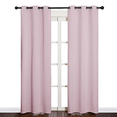 Image of NICETOWN Blackout Draperies Curtains for Girls Room, Nursery Essential Thermal Insulated Grommet Top Blackout Panels (Lavender Pink, 1 Pair, 34 x 84 inches)