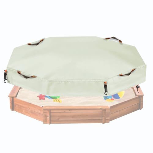 Image of NGB Octagonal Sandbox Cover, 600D Waterproof Oxford Cloth Sandbox Protector with High-Efficiency Windproof Hooks 4, Easy-to-Find Reflective Handles and Fixed Elastic Drawstring (Beige, 85 inchx78 inchx9 inch)