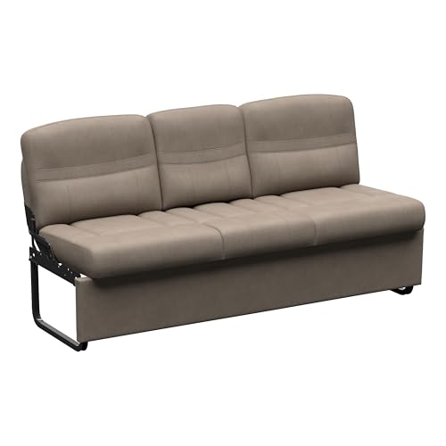 Thomas Payne Signature 68" Driftwood RV Jackknife Sleeper Sofa with Matching Kickboard, Easy Transition, High-Density Foam Cushioning, Fold-Down Center, Dual Cupholders - 2024044397