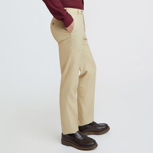 Image of Park Avenue Men's Poly Rayon Blend Solid Pattern Smart Fit Flat Front Formal Trouser