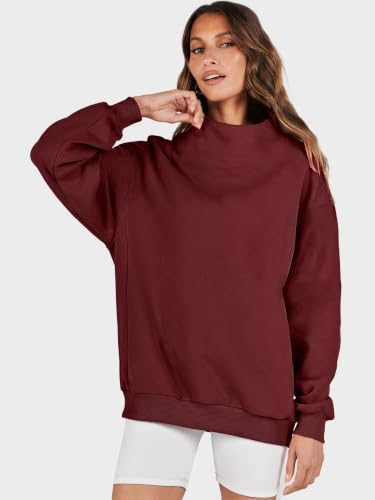 Image of ANRABESS Womens Oversized Sweatshirts Mock Neck Pullover
