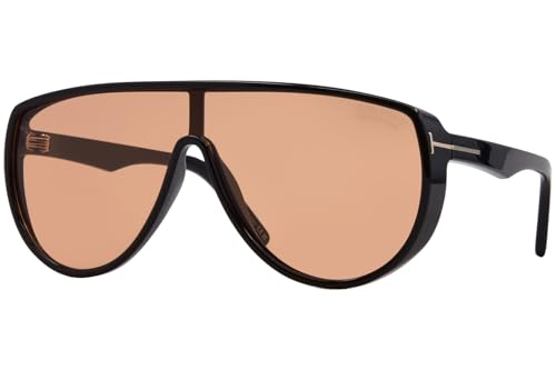 Tom Ford FT1182 05E Sunglasses Shiny Black/Photochromic Orange Shield 138mm