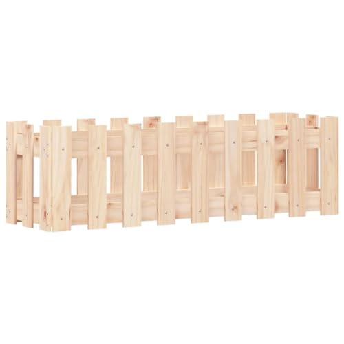 vidaXL Hochbeet, Pflanzkasten mit Lattenzaun-Design, Frühbeet Pflanzbeet für Garten Terrasse, Gemüsebeet Blumenkasten, 100x30x30 cm Massivholz Kiefer