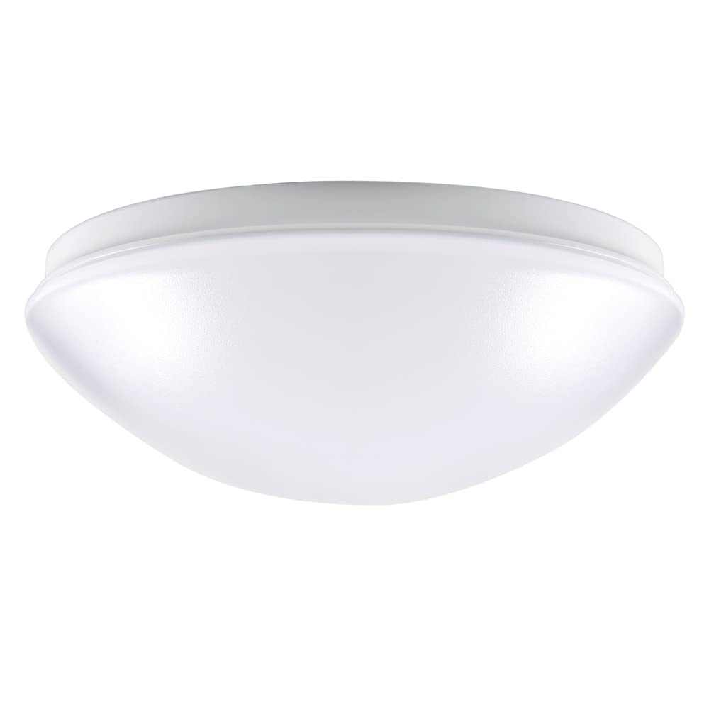 DESIGNERS FOUNTAIN EnviroLite Flush Mount Ceiling Light, 11 Inch LED Round Glass Lighting Fixture for Kitchen, Bedroom, Bathroom, and Hallway, White, EV1011C5C-06