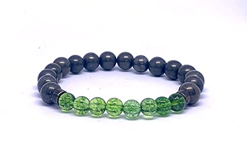 Confidence and Abundance Pyrite, Peridot Bracelet, Gemstone Money Bracelet, Wealth, Prosperity, Influence, Power gemstone wrap