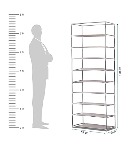 Image of ClearSpace Multipurpose Baby Wardrobe /Cabinet /Multipurpose Storage Rack, Foldable, Collapsible Fabric Wardrobe Organizer for Clothes (Plastic and Non Woven Fabric) (Gray, 9 - Layer)