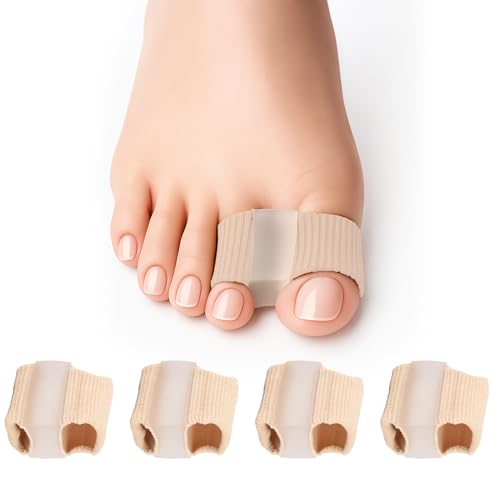 Lot de 4 Séparateurs d'Orteils en Silicone Souple - Écarteur d'Orteil Double Boucle Haute Élasticité - Correcteur Hallux Valgus et Orteils Chevauchants -...
