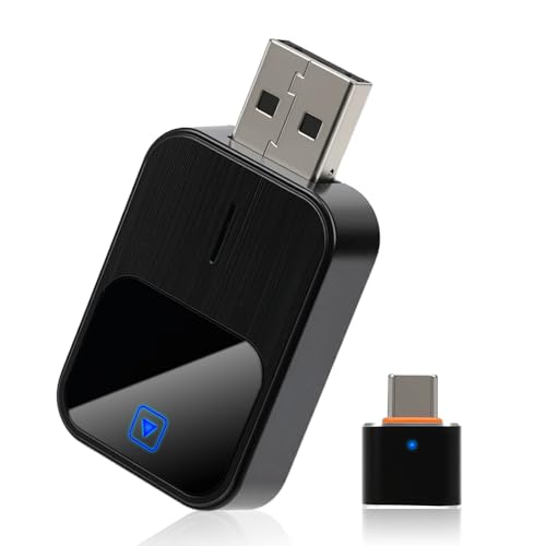 Adaptateur CarPlay sans fil, Axrye adaptateur Bluetooth pour voiture, compatible avec iPhone et Android Auto, 2 en 1 avec USB/Type-C clé Bluetooth pour...