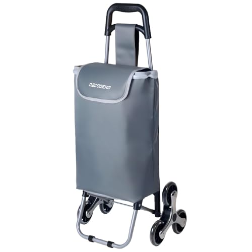Carro de la Compra 6 Ruedas, Carrito Compra Plegable de Aluminio con Bolsa Oxford Desmontable, Carro Compra para Subir Escaleras (Gris, 34L)