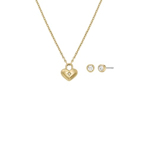 Image of Fossil Women's Gold-Tone Stainless Steel Pendant Chain Necklace for Women
