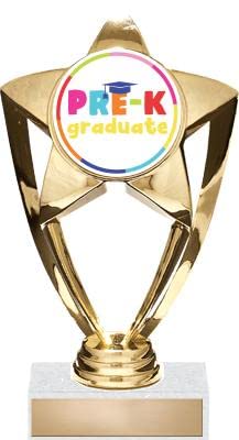 Crown Awards Graduation Trophy - 6" Gold Star Preschool Graduate Pre-K Custom Award 10 Pack Prime