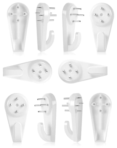 Merriway BH00092 Large 40 mm (1.1/2 Inch) White Nylon Non-Trace Hardwall Drywall Picture Hanger Hook - Pack of 10 Pieces, Black|green|grey|beige