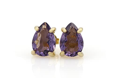 Boucles d'oreilles améthyste cristal or pierres de naissance