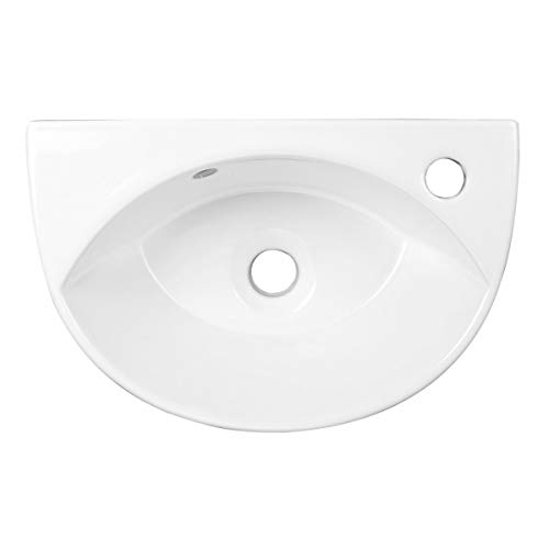 Renovators Supply Manufacturing Bathroom Sinks 17 In. White Ceramic Wall Mounted Bathroom Vessel Sink Juniper With Overflow And Faucet Hole #TOP4