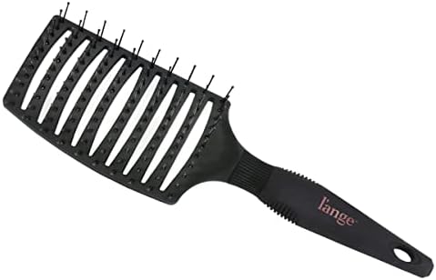 L'ANGE HAIR Siena Wide Curved Vented Hair Brush | Detangle Brush with Nylon Bristles | Best Brush for Tangles and Knots | Ideal Brush for Men and Women | Vented Hair Brushes for Airflow | Black