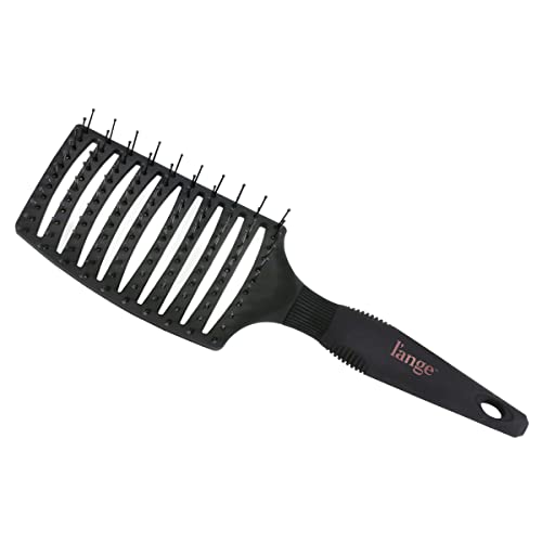 L'ange Hair Siena Wide Curved Vented Hair Brush | Detangle Brush With Nylon Bristles | Best Brush For Tangles And Knots | Ideal Brush For Men And Women | Vented Hair Brushes For Airflow | Black #TOP1
