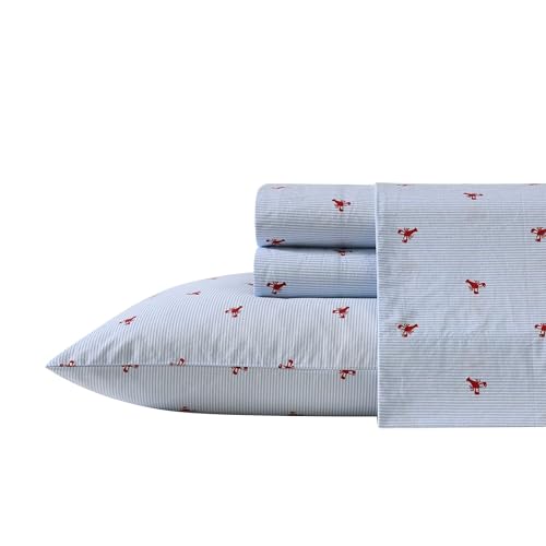 Nautica - Sábanas Individuales, Juego de Ropa de Cama de percal de algodón, vigorizante y Fresco, Ligero y Transpirable (Lobster Walk, Individual)