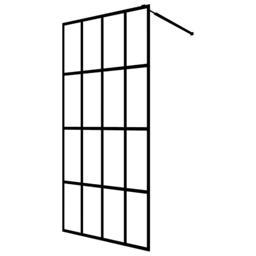 Mampara de ducha Walk-in moderna, 35.4"x76.8" cristal templado transparente de 0.2" de grosor, marco de aluminio reforzado, perfil ajustable, juego de 4 piezas con decoración miniatura 2