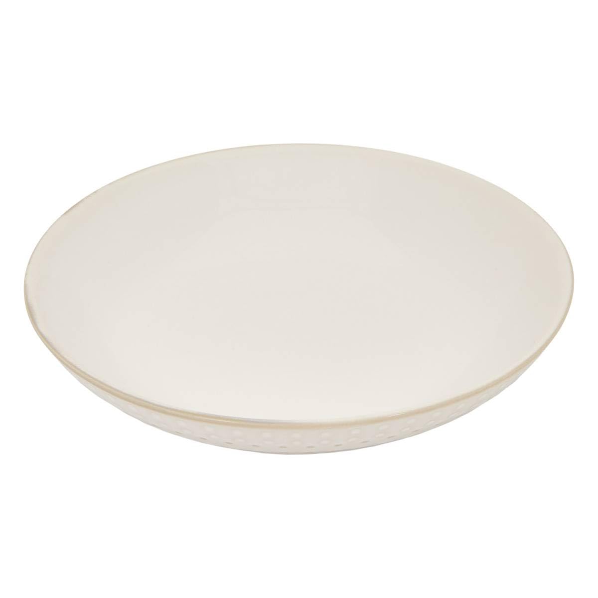 Atmosphera - Lote de 6 platos hondos con borde de lunares camille, 20 cm, blancos