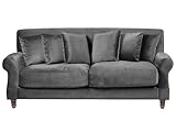 Beliani 2-Sitzer Sofa Samt grau mit Mehreren Kissen Polstersofa Retro-Stil Eike
