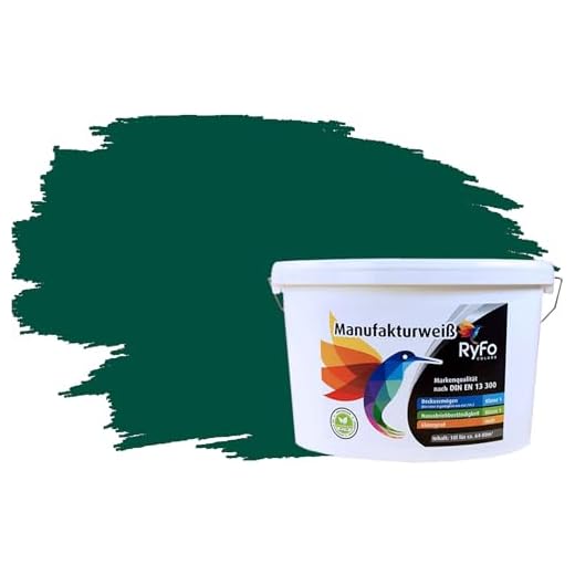 RyFo Colors Bunte Wandfarbe Manufakturweiß Waldgrün 10l - weitere Grün Farbtöne und Größen erhältlich, Deckkraft Klasse 1, Nassabrieb Klasse 1
