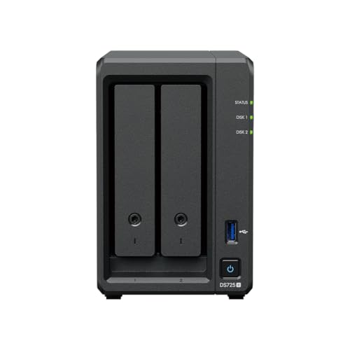 Synology DS725+ 16 to (Synology HAT33) 2 Baies Plus Series avec Ryzen R1600, 4 Go de RAM (32 Go Max), 1 x 2,5 GbE, 1 x 1 GbE, 2 x emplacements M.2 NVMe....