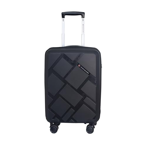 Image of SWISS MILITARY Starkey Hard-Top 20 Inch Polypropylene (PP) Black Luggage Trolley Bag | Lightweight | 41 Liters, Cabin Size Luggage Trolley Bag (Small)