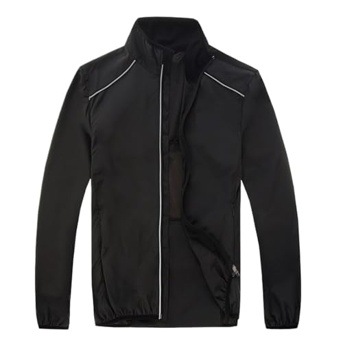 Mens Windbreaker Jacket Reflective Men's Rain Jacket Waterproof Windbreaker Running Cycling Golf Bicycle Wear Windproof Windcoat(Black,3xl)