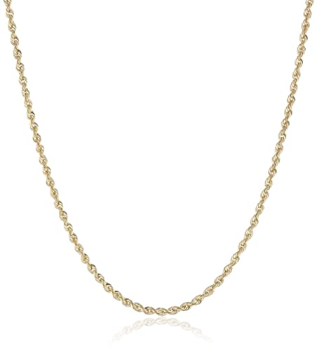 PORI JEWELERS 14K Gold 1.5MM, 2MM, 2.5MM, 3MM, 4MM, 5MM or 7MM Diamond Cut Rope Chain Necklace, Bracelet, or Anklet - Sizes 7