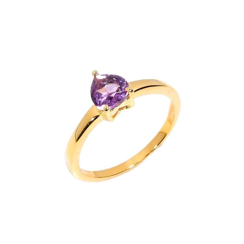 Bague de fiançailles améthyste cœur en argent Sterling 925 de haute qualité