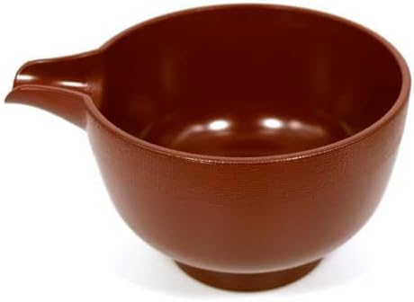Japanese Lipped Tea Bowl for Matcha, Made of Resin, Non-breakable Dishwasher Compatible, Made in Japan, Red Color