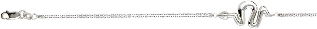 JewelryWeb 925 Sterling Silver Adjustable Side-ways Snake Bracelet Sparkle-Cut Cable Chain Lobster Lock 7.50 Inch Snake Charm Bracelet for Women and Men