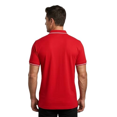 Image of CAMBRIDGE | Polo Collar | Regular Fit T-Shirt | Solid Plain | Soft Classic Style | Half Sleeves | Polycotton | Red