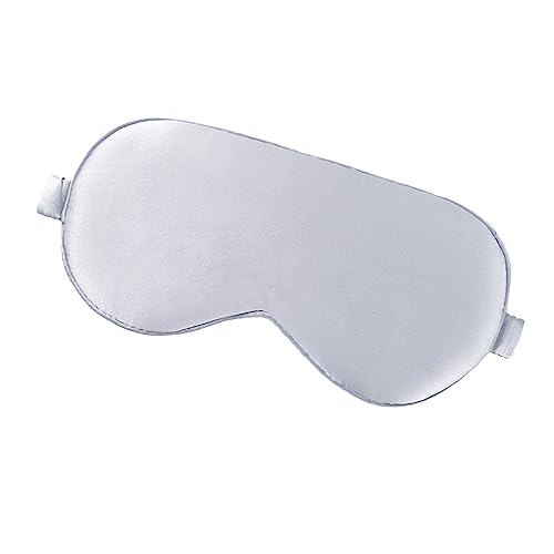 Antifaz de seda bordada de seda de morera, suave y cómoda, para aliviar la presión, con correa ajustable, color blanco