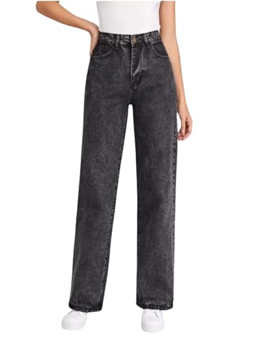 Image of Glossia Denim Baggy Jeans for Women | Stretchable High Waist Straight Fit Jeans for Women | High Rise Stretch Denim | Loose Fit Plus Size Denim (Sizes - 24 to 44) WJ32-1205-$