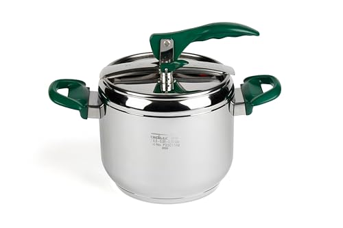 Excelsa Cook Color Pentola a Pressione, Acciaio Inox 18/0, 5 Litri, Manici Verdi, Diametro 20 cm