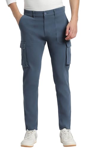 Image of Dennis Lingo Mens Cotton Lycra Mid Rise Relaxed Fit Solid Trousers